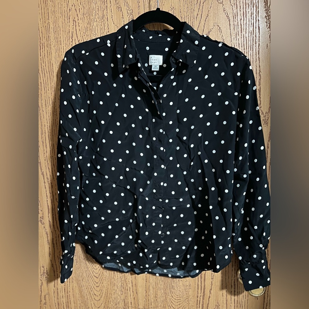a new day Black Polka Dot Blouse